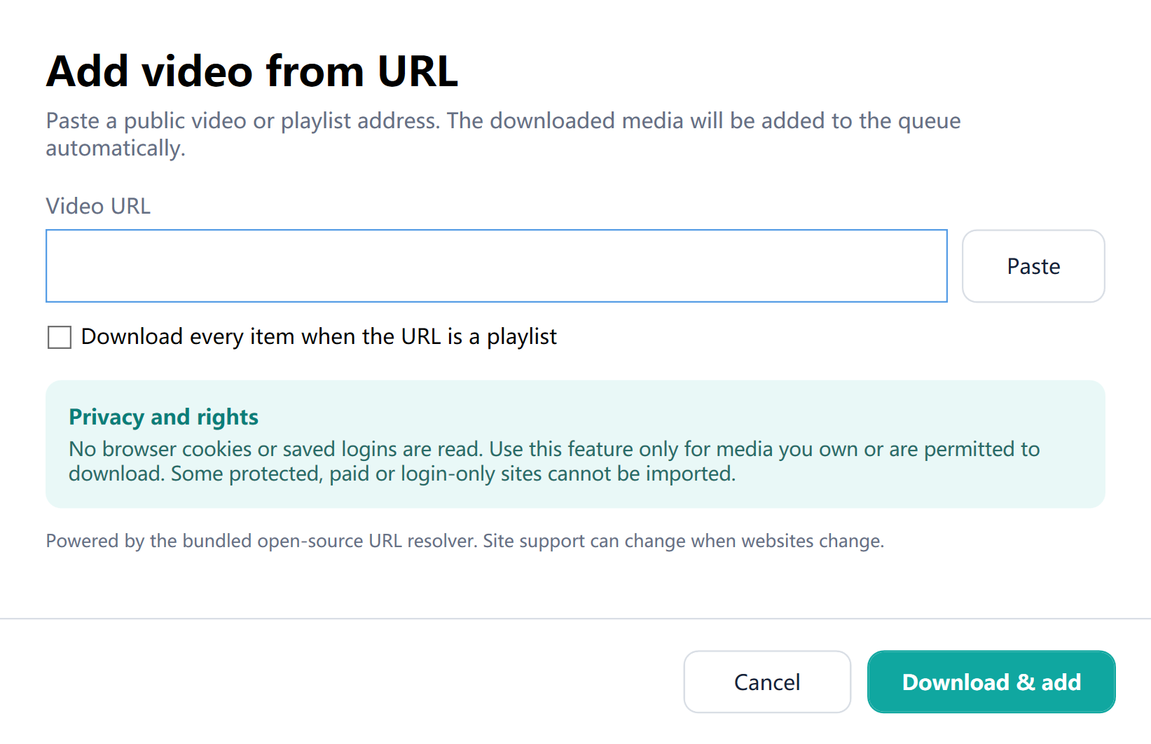 Privacy-minded public video URL import